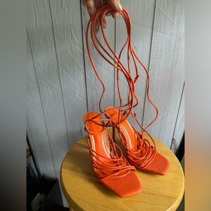 Brand new never worn sexy strappy orange stiletto